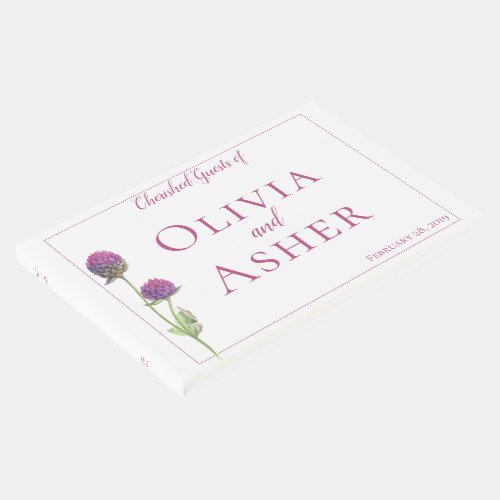 Simple Watercolor Amaranth Thistle Flower Wedding Guest Book