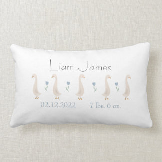 Simple Watercolor Baby Birth Stat Keepsake Nursery Lumbar Pillow