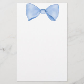 Simple Watercolor Baby Blue Bow Stationery