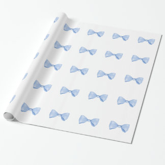 Simple Watercolor Baby Blue Bow Wrapping Paper