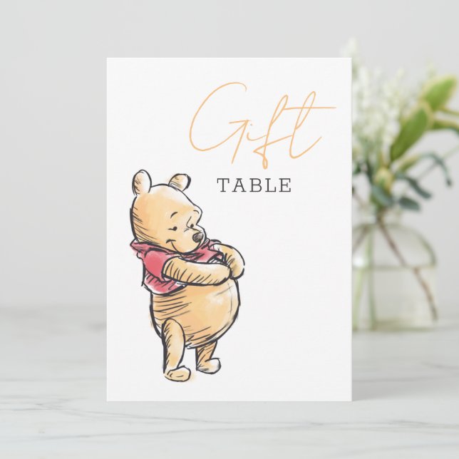 Simple Watercolor Baby Shower Gift Table Sign Invitation (Standing Front)