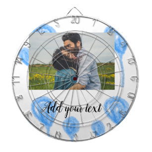 Simple watercolor blue balloons add photo text dart board
