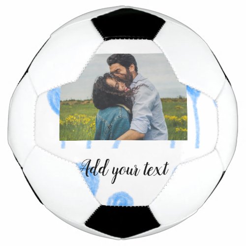 Simple watercolor blue balloons add photo text     soccer ball