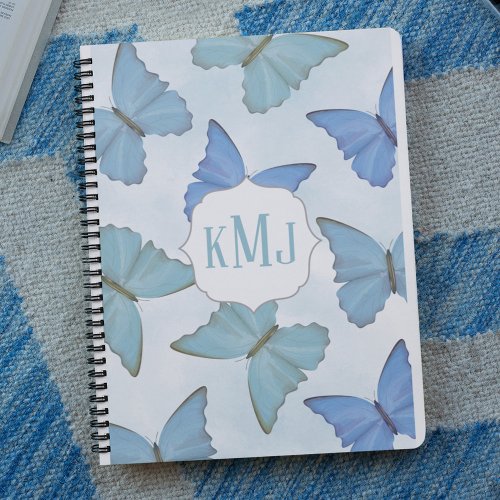 Simple Watercolor Blue Beautiful Butterflies Cute Notebook