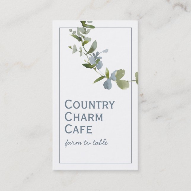 Simple Watercolor Blue Flower Bud Business Card (Front)