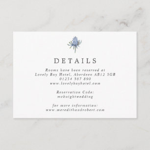 Simple Watercolor Blue Thistle Wedding Enclosure Card