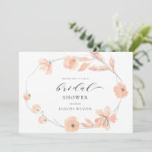 Simple Watercolor Blush Pink Peach Bridal Shower Invitation (Standing Front)