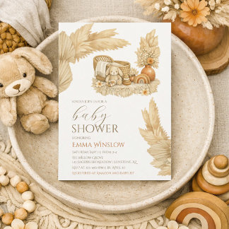 Simple Watercolor Boho Baby Shower Invitation