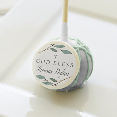 Simple Watercolor Botanical Holy Communion Cake Pops