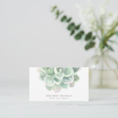 Simple Watercolor Botanical Sage Green Succulent Business Card (Standing Front)