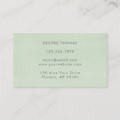 Simple Watercolor Botanical Sage Green Succulent Business Card (Back)