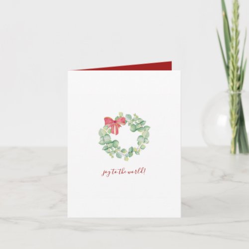 Simple Watercolor Botanical Wreath Christmas Card