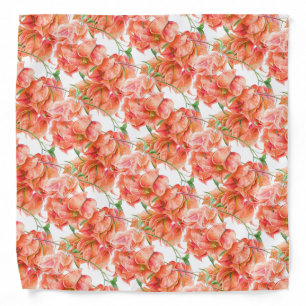Simple watercolor Bougainvillea floral coral pink Bandana