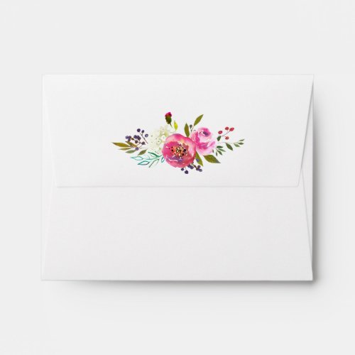 Simple Watercolor Bouquet Printed Address RSVP Envelope