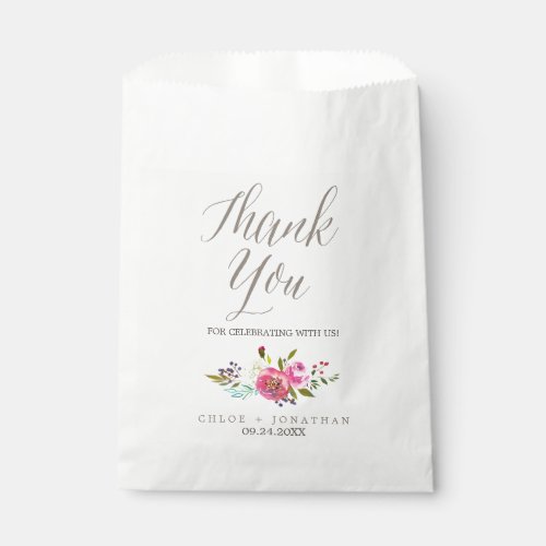 Simple Watercolor Bouquet Wedding Favor Bags