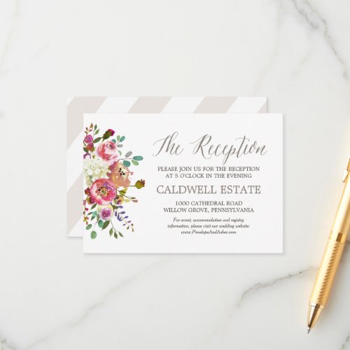 Simple Watercolor Bouquet Wedding Reception Card