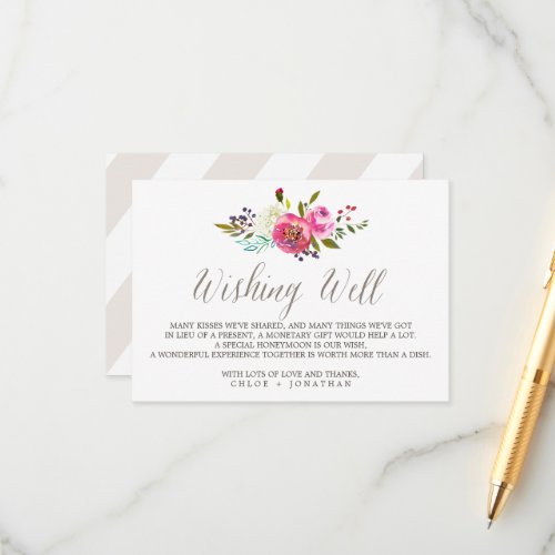 Simple Watercolor Bouquet Wedding Wishing Well Enclosure Card
