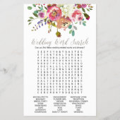 Simple Watercolor Bouquet Wedding Word Search Game (Back)