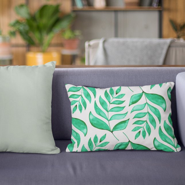 Simple watercolor branches - green accent pillow (Creator Uploaded)