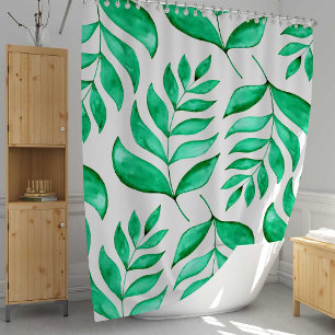 Simple watercolor branches - green shower curtain