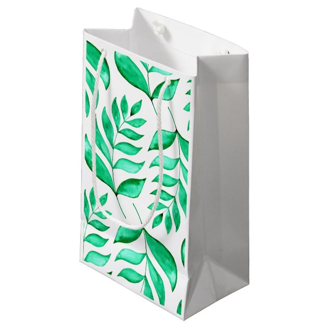 Simple watercolor branches - green small gift bag (Front Angled)