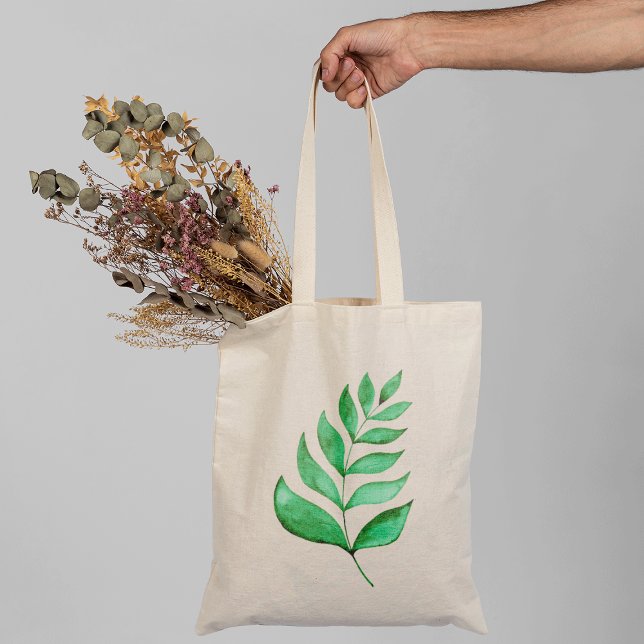 Simple watercolor branches - green tote bag (Creator Uploaded)