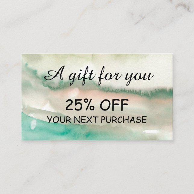 simple WATERCOLOR calligraphy discount card (Front)