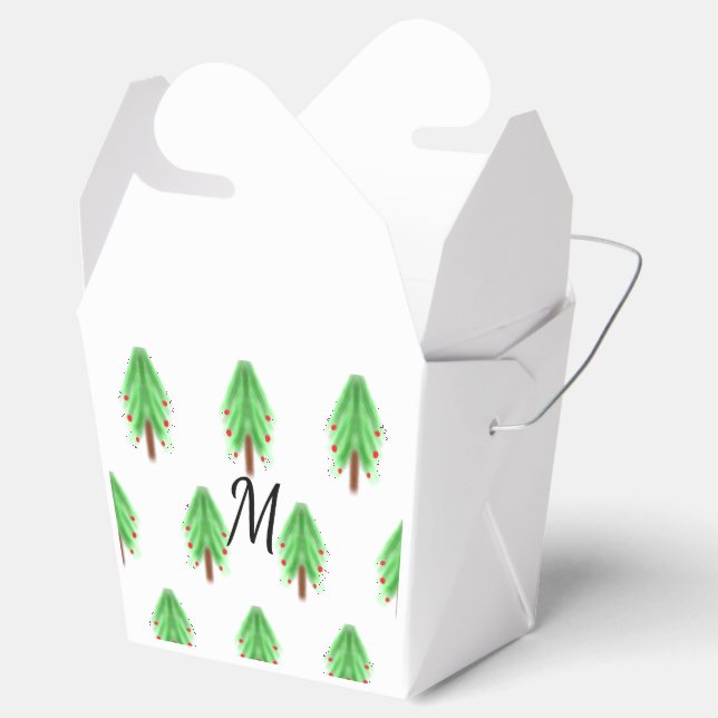 Simple watercolor Christmas pattern add monogram  Favor Boxes (Opened)