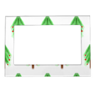 Simple watercolor Christmas pattern add monogram Magnetic Frame