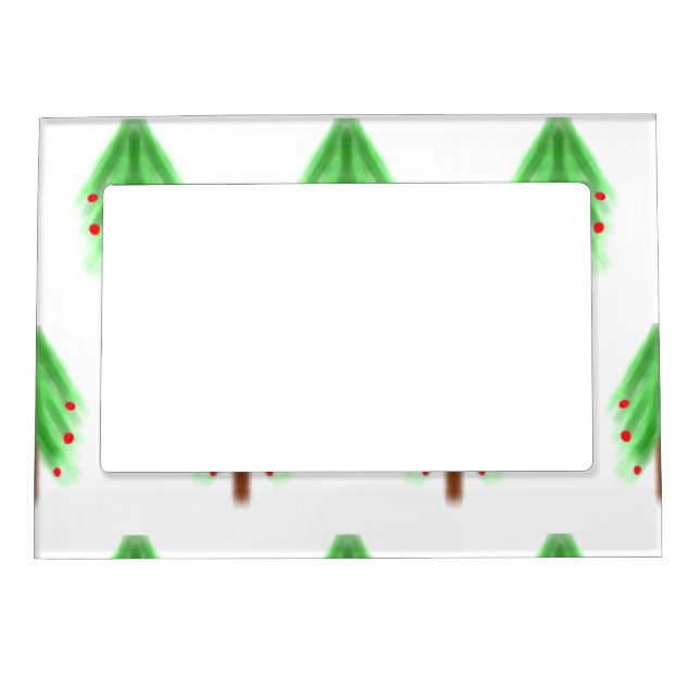Simple watercolor Christmas pattern add monogram  Magnetic Frame (Front)
