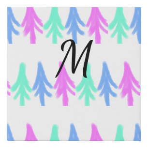 Simple watercolor Christmas pattern add monogram T Faux Canvas Print