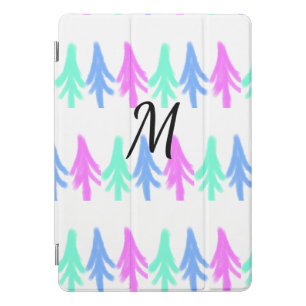 Simple watercolor Christmas pattern add monogram T iPad Pro Cover