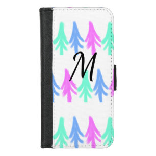 Simple watercolor Christmas pattern add monogram T iPhone 8/7 Wallet Case
