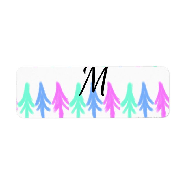 Simple watercolor Christmas pattern add monogram T Label (Front)