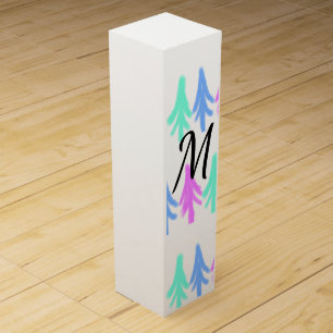 Simple watercolor Christmas pattern add monogram T Wine Box