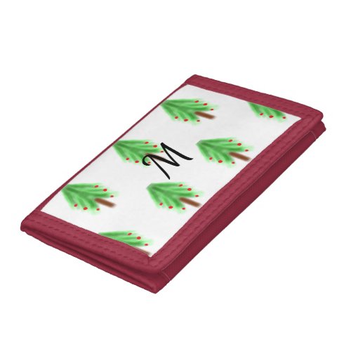Simple watercolor Christmas pattern add monogram  Trifold Wallet
