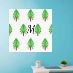 Simple watercolor Christmas pattern add monogram Wall Decal