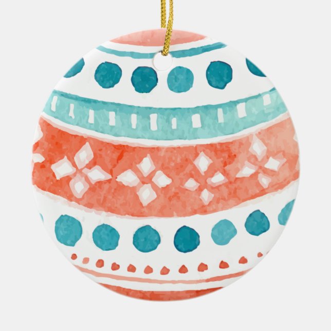 Simple Watercolor Christmas Pattern | Ornament (Front)