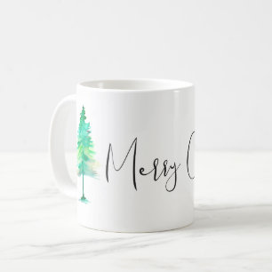 Simple, Watercolor Christmas Pine tree, Custom Coffee Mug