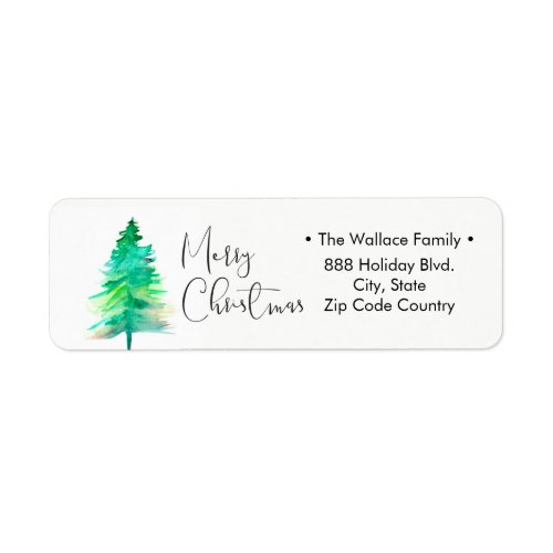 Simple Watercolor Christmas Pine tree Label