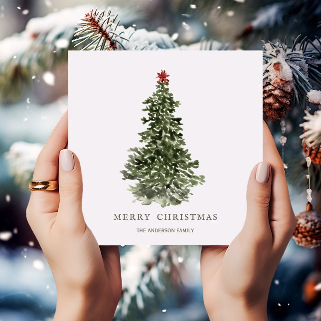 Simple Watercolor Christmas Tree Card (Creator Uploaded)