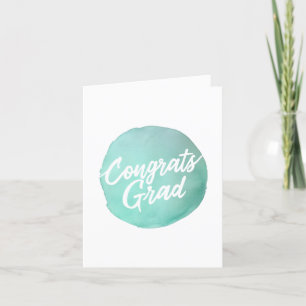 Simple watercolor circle Congrats Grad script Thank You Card