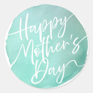 Simple watercolor circle Mother’s Day script Classic Round Sticker