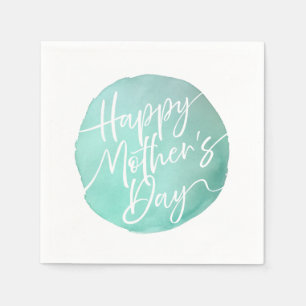 Simple watercolor circle Mother’s Day script Napkins