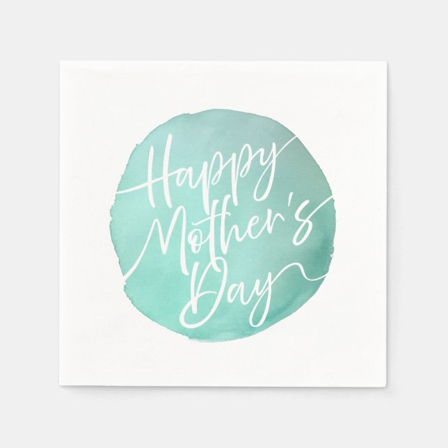 Simple watercolor circle Mother’s Day script Napkins (Front)