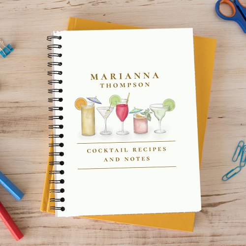 Simple Watercolor Cocktail Drinks Stylish Custom  Notebook