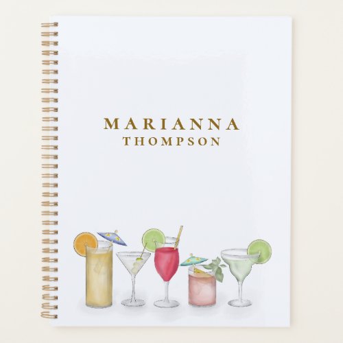 Simple Watercolor Cocktail Drinks Stylish Custom Planner