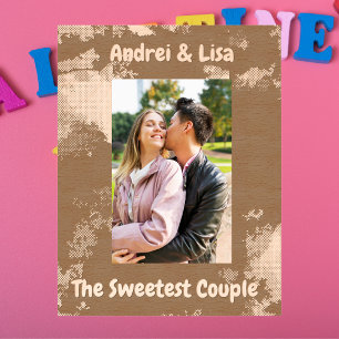 Simple Watercolor Couple Valentines Gift Wooden Engraved Frames