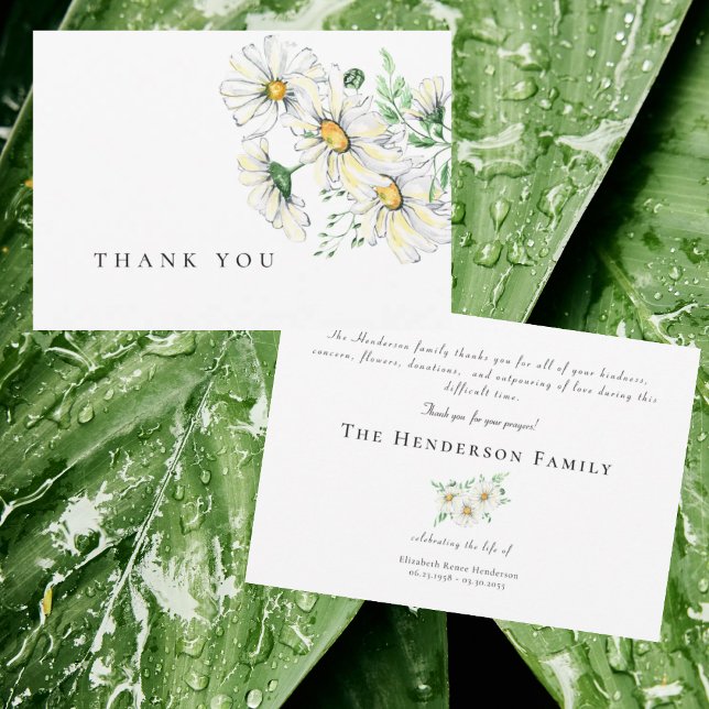 Simple Watercolor Daisies Funeral Thank You Card (Creator Uploaded)
