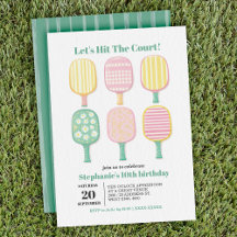 Simple Watercolor Elegant Pickleball Birthday